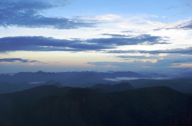 Northward view at sunrise from Adam's Peak, Sri Pada, Sri Lanka