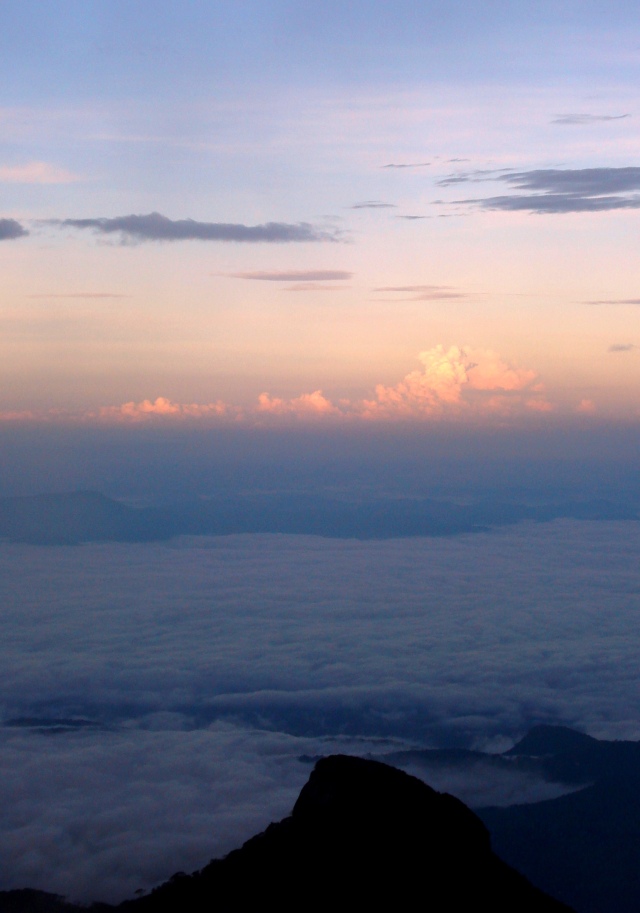 Eastward view at sunrise from Adam's Peak, Sri Pada, Sri Lanka