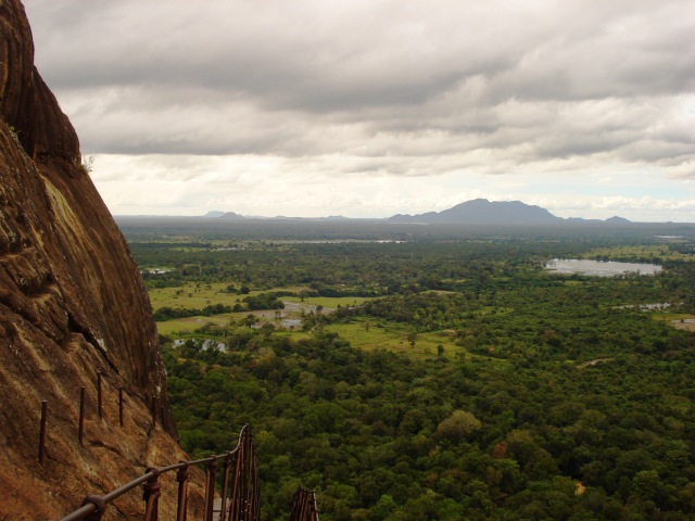 Dangerous ladders used to built Sigiriya Rock, Sri Lanka