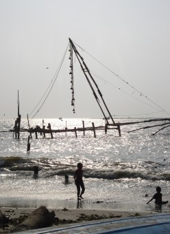 Spider nets sit ready to spring in Fort Cochin, India